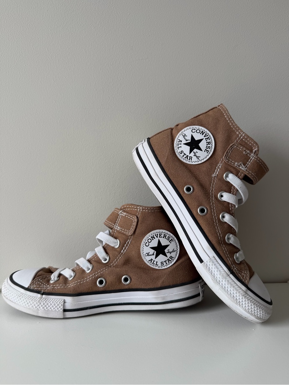 Converse Kids Brown High Top Sneakers with White Trim Size 13